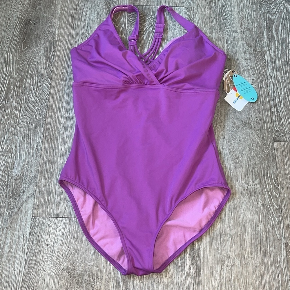 New prana Kayana One Piece Swimsuit Summer Plum large 38D - Picture 2 of 6